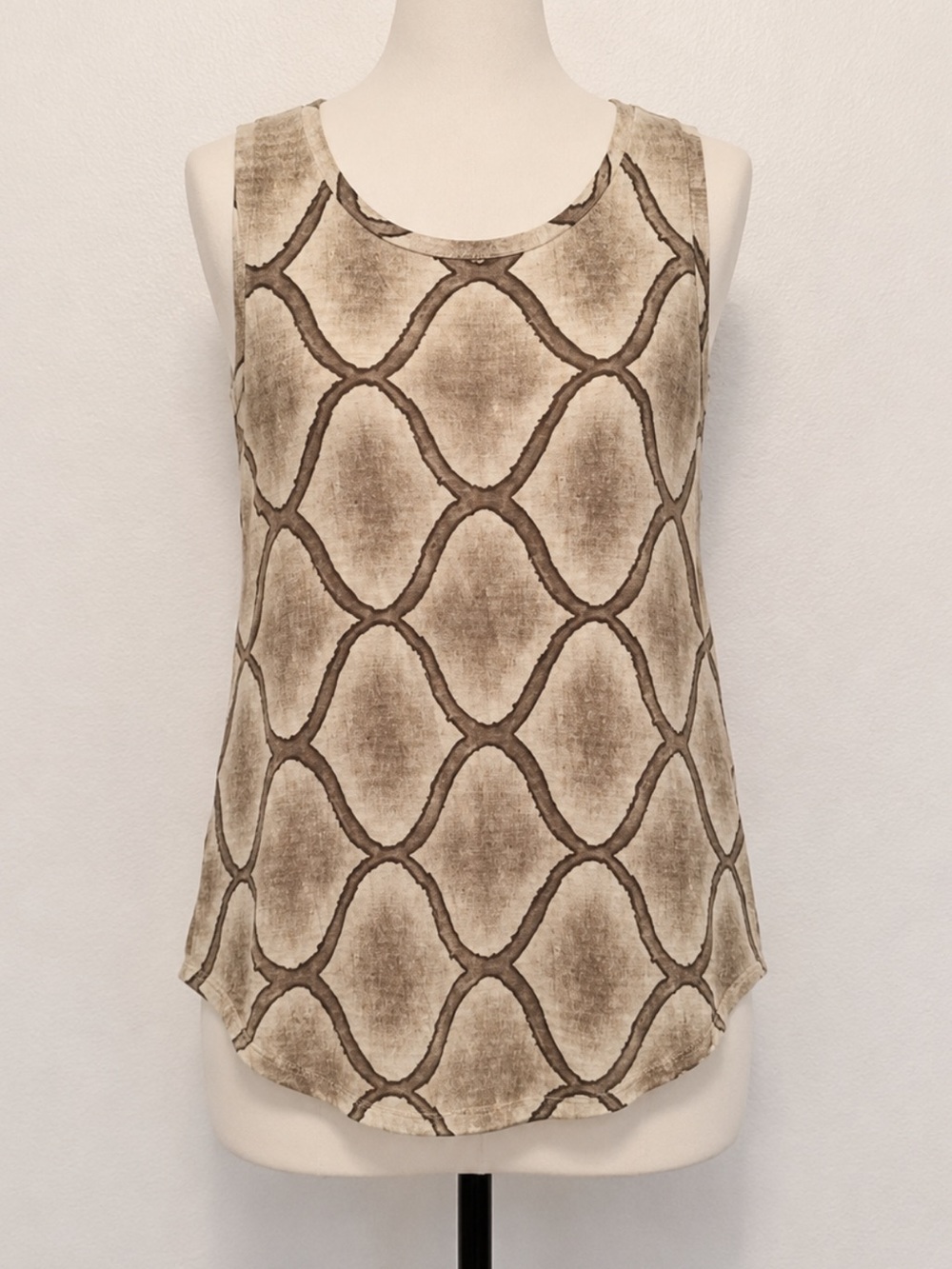 LuLaRoe Brown and Cream Geometric Tank Top Size Medium